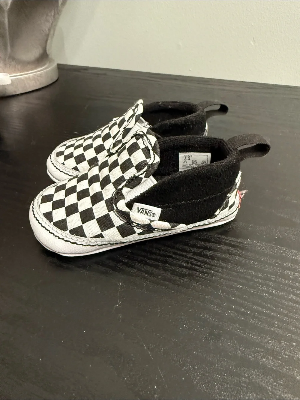 Vans Baby Checkerboard Slip-On Shoes - Black & White Crib Shoes